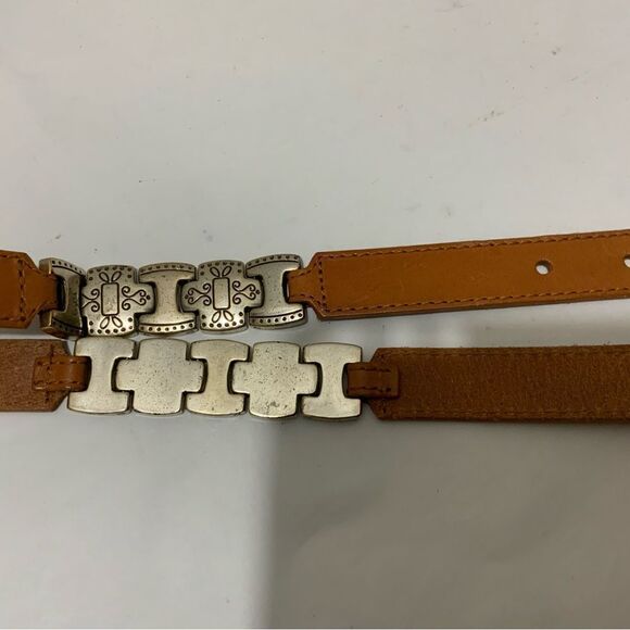 New Beautiful Fossil belt skinny tan metal size Small